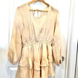 And Now This - Women's Cream Ruffle Tiered Mini Dress- NWT Large